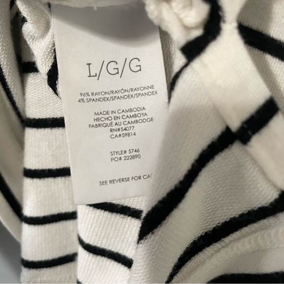 CAbi 5746 Relax Game Day Striped Long Sleeve Top Sweatshirt Black White Large - Picture 13 of 15